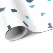 Terrazzo Mosaic Blue Cadeaupapier (Rol Hoek)