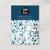 Terrazzo Mosaic Blue Earring Display Card Visitekaartje (Voorkant)