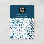 Terrazzo Mosaic Blue Ketting Display Kaart Visitekaartje (Voorkant)