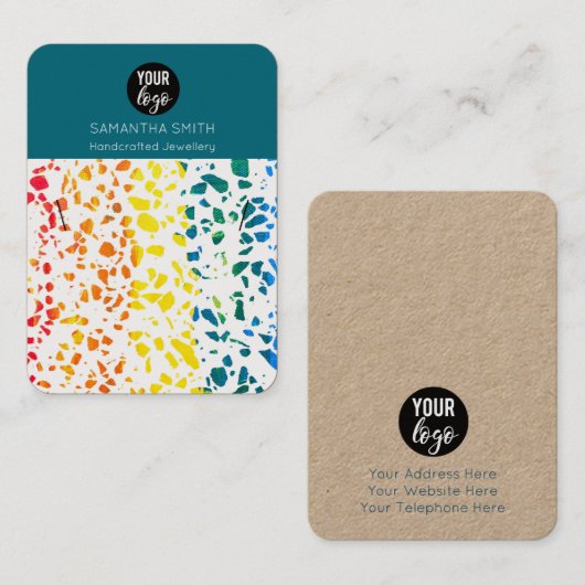 Terrazzo Mosaic Colorful Ketting Display Kaart Visitekaartje (Voorkant / Achterkant)