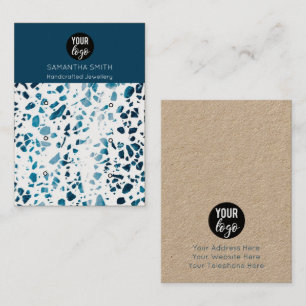 Terrazzo Mozaïek Blauwe 3 Stud Oorbellen Displayka Visitekaartje