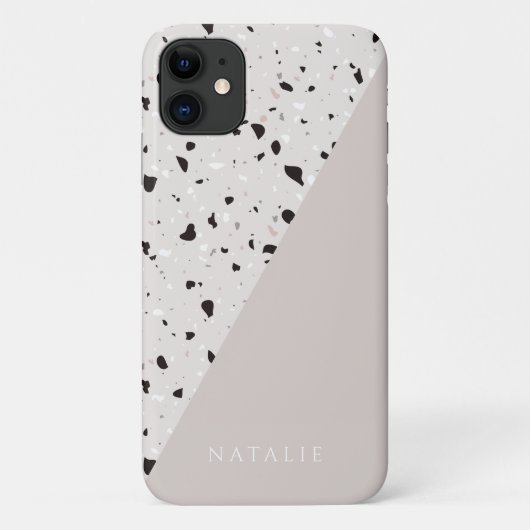 Terrazzo natuur, pastelneotrale kleur, douanenaam Case-Mate iPhone case (Achterkant)