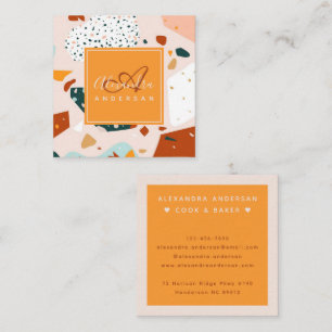 Terrazzo Oranje Blush Interieur Ontwerper Vierkante Visitekaartje
