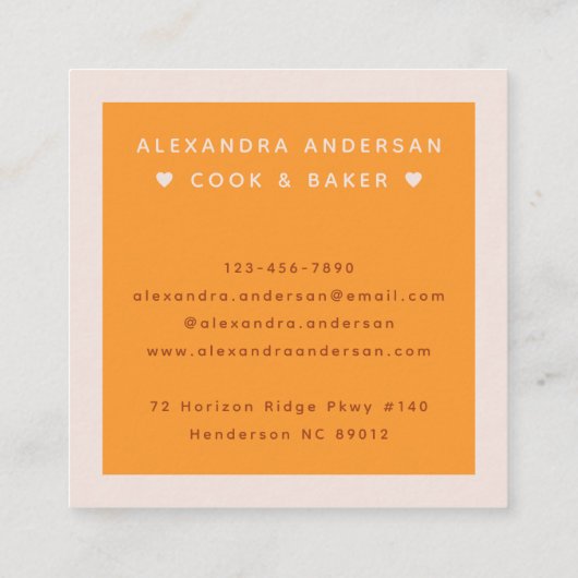 Terrazzo Oranje Blush Modern Granite Pattern Name Vierkante Visitekaartje (Achterkant)