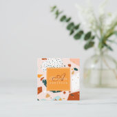Terrazzo Oranje Blush Modern Granite Pattern Name Vierkante Visitekaartje (Staand voorkant)