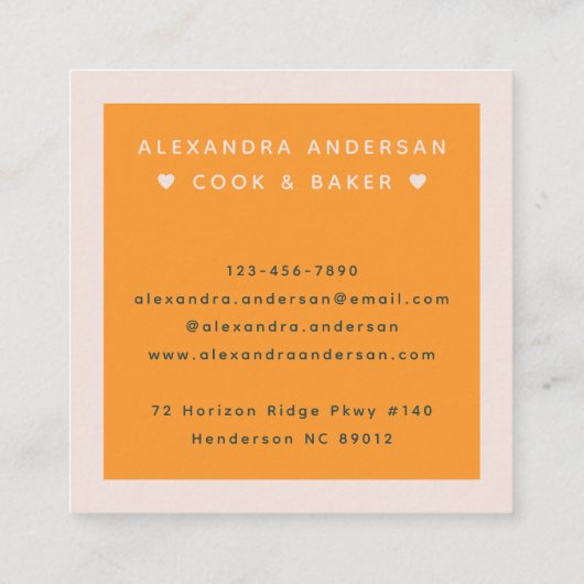 Terrazzo Oranje Blush Modern Granite Pattern Name Vierkante Visitekaartje (Achterkant)