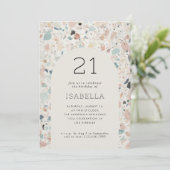 Terrazzo Pastel Kleuren Arch 21e Verjaardagsfeest Kaart (Staand voorkant)