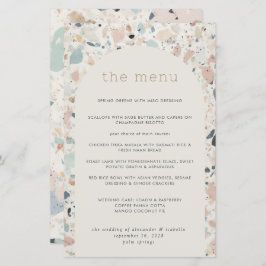 Terrazzo Pastel Patroon Boog Bruiloft Menu