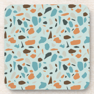 Terrazzo patroon blauw bier onderzetter