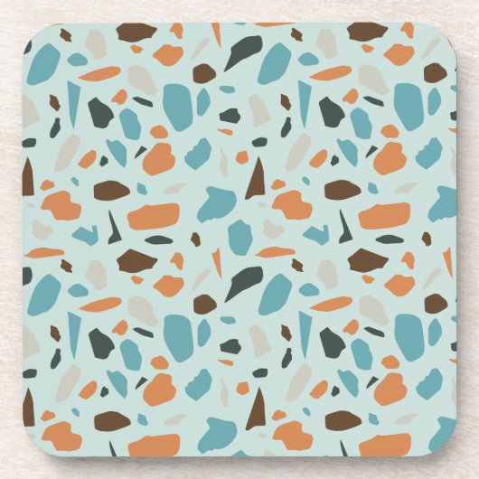 Terrazzo patroon blauw bier onderzetter (Voorkant)