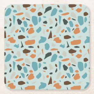 Terrazzo patroon blauw kartonnen onderzetters
