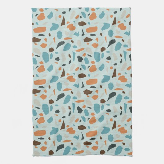 Terrazzo patroon blauw theedoek (Verticaal)