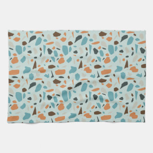Terrazzo patroon blauw theedoek