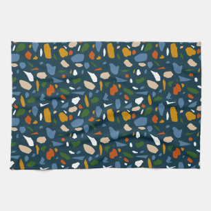 Terrazzo patroon blauw theedoek