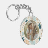 Terrazzo patroon gepersonaliseerde foto tweezijdig sleutelhanger (Voorkant Links)