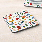 Terrazzo patroon kleurrijk bier onderzetter (Linkerzijde)