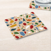 Terrazzo patroon kleurrijk kartonnen onderzetters (Schuin)