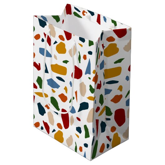 Terrazzo patroon kleurrijk medium cadeauzakje (Voorkant Gekanteld)