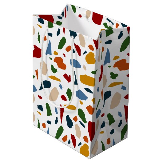 Terrazzo patroon kleurrijk medium cadeauzakje (Achterkant Gekanteld)