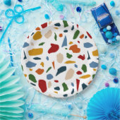 Terrazzo patroon kleurrijk papieren bordje (Feest)