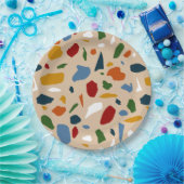 Terrazzo patroon kleurrijk papieren bordje (Feest)