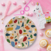 Terrazzo patroon kleurrijk papieren bordje (Feest)