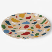 Terrazzo patroon kleurrijk papieren bordje (Gekanteld)