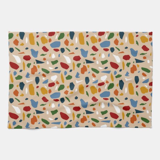 Terrazzo patroon kleurrijk theedoek (Horizontaal)