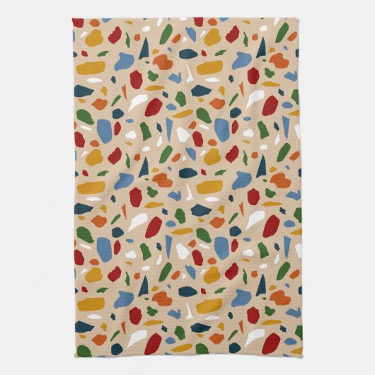 Terrazzo patroon kleurrijk theedoek (Verticaal)