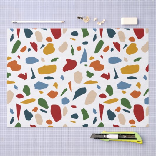 Terrazzo patroon kleurrijk tissuepapier (Craft)