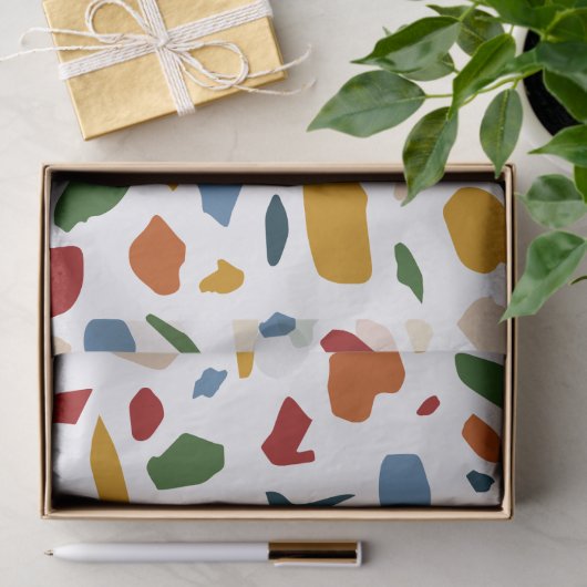 Terrazzo patroon kleurrijk tissuepapier (Geschenk)