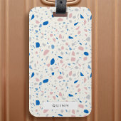 Terrazzo Patroon Neutraal Natuurlijk Elegant Bagagelabel