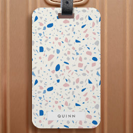 Terrazzo Patroon Neutraal Natuurlijk Elegant Bagagelabel