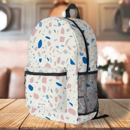Terrazzo Patroon Neutraal Natuurlijk Elegant Bedrukte Rugzak