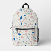 Terrazzo Patroon Neutraal Natuurlijk Elegant Bedrukte Rugzak (Voorkant)
