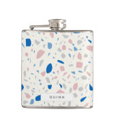 Terrazzo Patroon Neutraal Natuurlijk Elegant Heupfles (Voorkant)