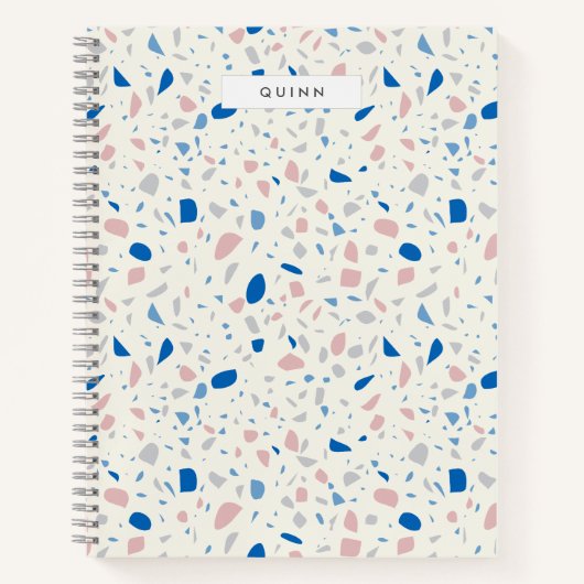Terrazzo Patroon Neutraal Natuurlijk Elegant Notitieboek (Voorkant)