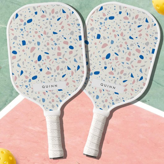 Terrazzo Patroon Neutraal Natuurlijk Elegant Pickleball Paddle