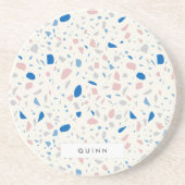 Terrazzo Patroon Neutraal Natuurlijk Elegant Zandsteen Onderzetter (Voorkant)