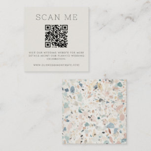 Terrazzo Patroon Pastel QR Code Online Bruiloft Informatiekaartje