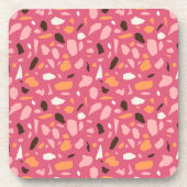 Terrazzo patroon roze bier onderzetter (Voorkant)