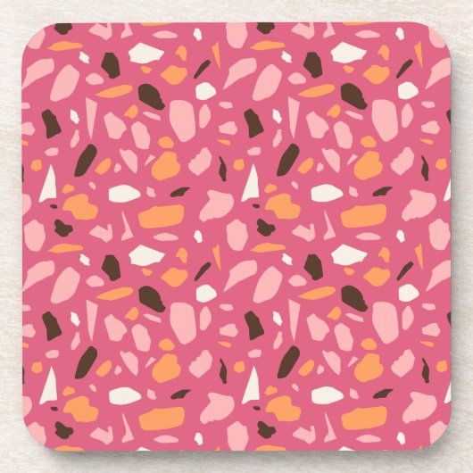 Terrazzo patroon roze bier onderzetter (Voorkant)