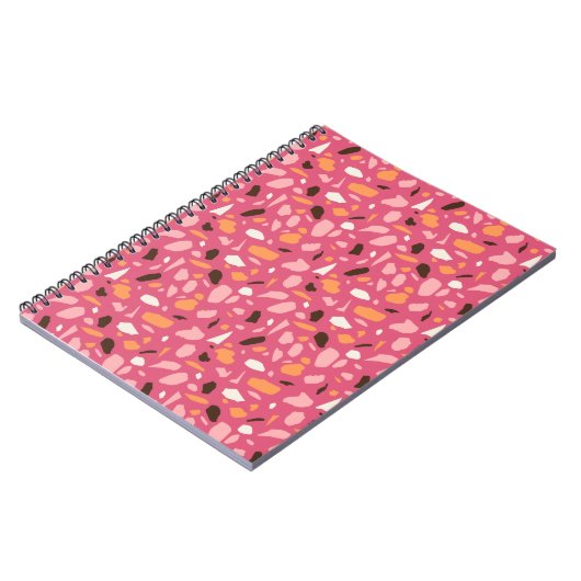 Terrazzo patroon roze notitieboek (Linkerzijde)