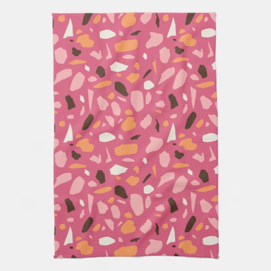 Terrazzo patroon roze theedoek (Verticaal)