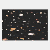 Terrazzo patroon zwarte kleur inpakpapier vel (Voorkant 3)