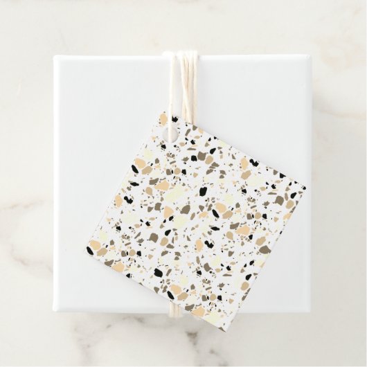 Terrazzo Pattern Hand Drawn Minimal Sepia Bedankjes Labels (In situ)