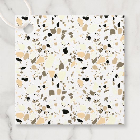 Terrazzo Pattern Hand Drawn Minimal Sepia Bedankjes Labels (Voorkant)