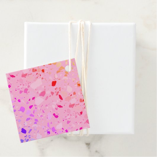 Terrazzo Pattern Hand Drawn Minimale roze Bedankjes Labels (In situ)