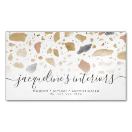 Terrazzo Pattern Modern Earth Tone Neutrals Retro Magnetisch Visitekaartje