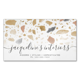 Terrazzo Pattern Modern Earth Tone Neutrals Retro Magnetisch Visitekaartje